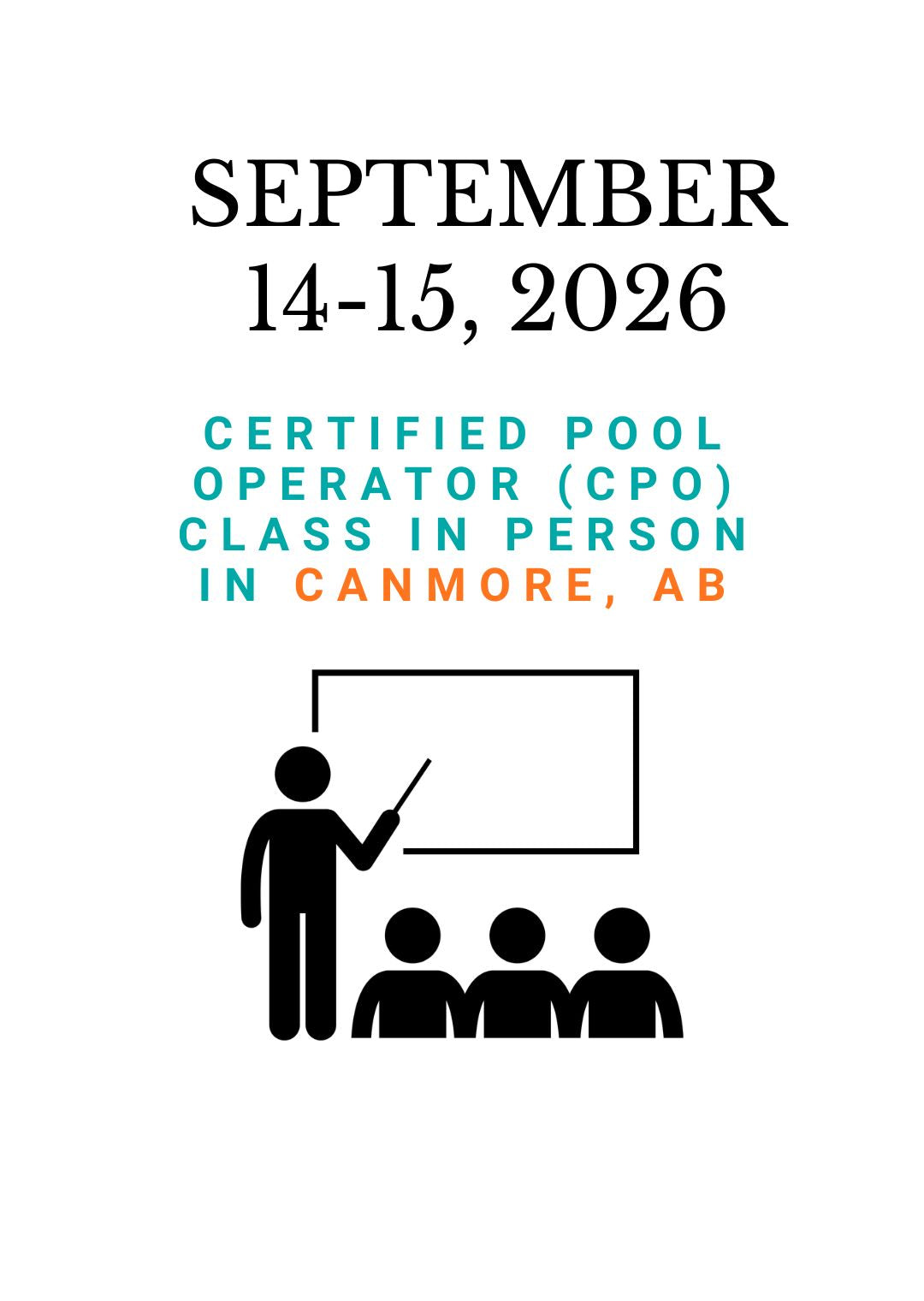 September 14 -15, 2026 PHTA Certified Pool Operator (CPO) class in Canmore, Alberta